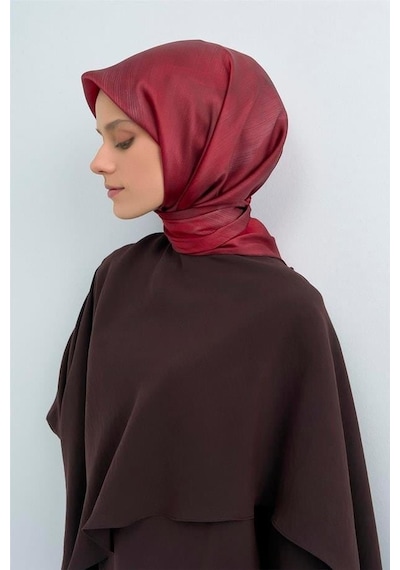 Armine Tivil Saf İpek Eşarp 9513 - 83 Bordo Kırçıllı Desen Bordo