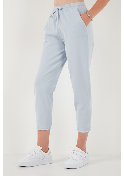 Lela Pamuklu Normal Bel Regular Fit Düz Paça Bayan Pantolon 668Yp42282S4 Buz Mavi