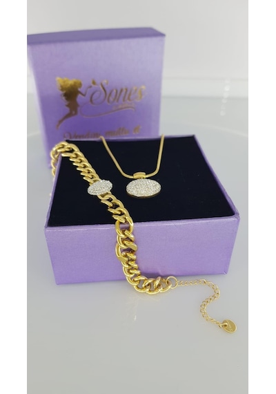 Kolye Bileklik Gold Çeliktakı307 Gümüş - Rose Gold