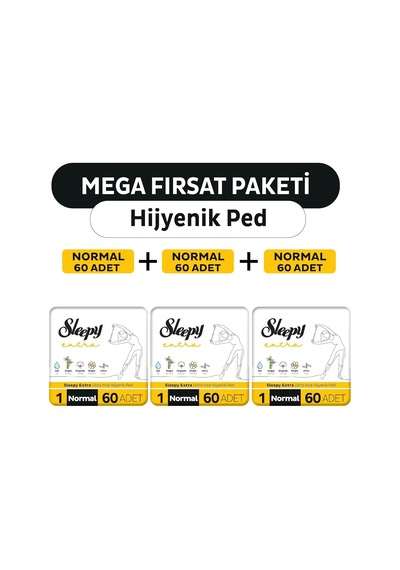 Sleepy Extra Ultra İnce Hijyenik Ped Mega Fırsat Paketi Normal 180 Adet