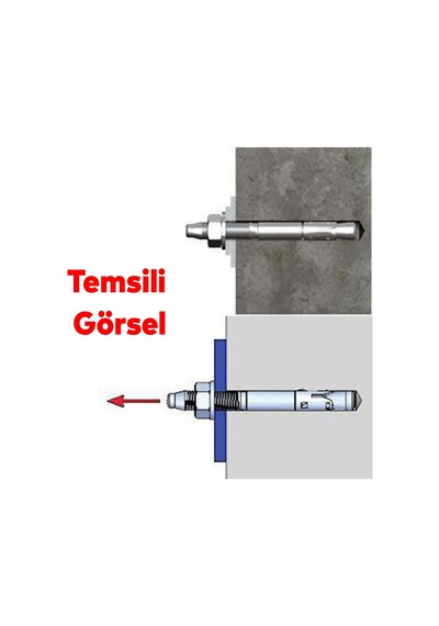 Klipsli Dübel M12 X 90 Mm 8 Adet Set Çelik Gövdeli Beton Tuğla Taş Uyumlu Güçlü Sabitleme Dübel Seti