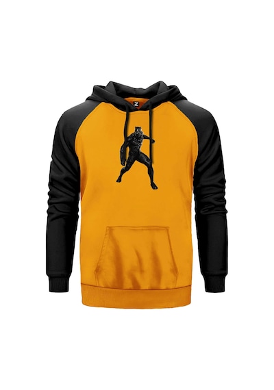Black Panter Silhouette Sarı Renk Reglan Kol Sweatshirt Sarı