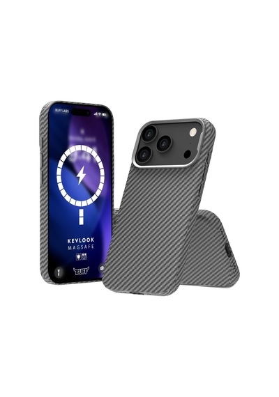 Apple iPhone Uyumlu 17 Pro İle Uyumlu Kablosuz Şarj Uyumlu Destekli Kevlook Kılıf Darbe Önleyici, Tam Koruma Gri