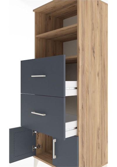 Hyperion Dolap 2 Raflı 2 Çekmeceli 2 Kapaklı 60x44x163 Çam-an... Çam