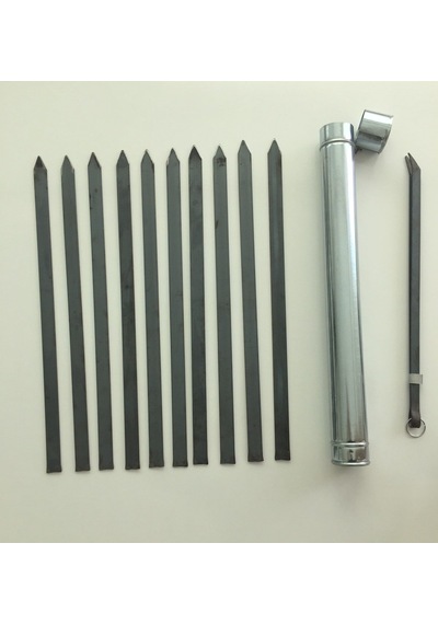 10 Adet Adana Kebap Beyti Şiş Boy:60Cm-En:2.5Cm -Şiş Kabı-Maşa