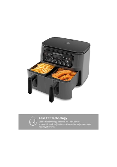 Karaca Air Pro Cook Duo Tandır XXXL 4+4 Litre Airfryer Fritöz 8 Kişilik