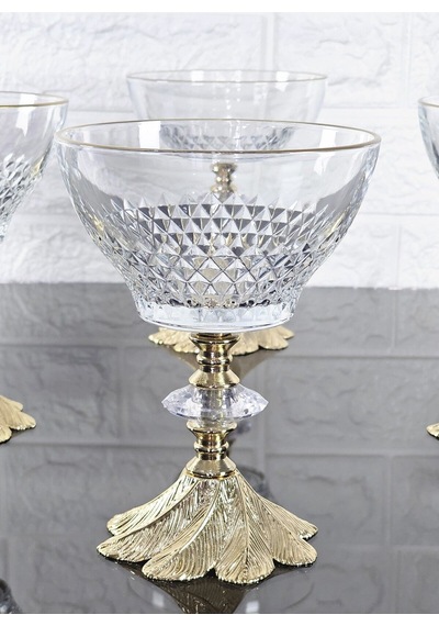Paşabahçe Serisi Infınıty Kase & Magnolıa Kase & Dondurmalık & Şekerlik Semerkand Gold Döküm Ayaklı Naturel