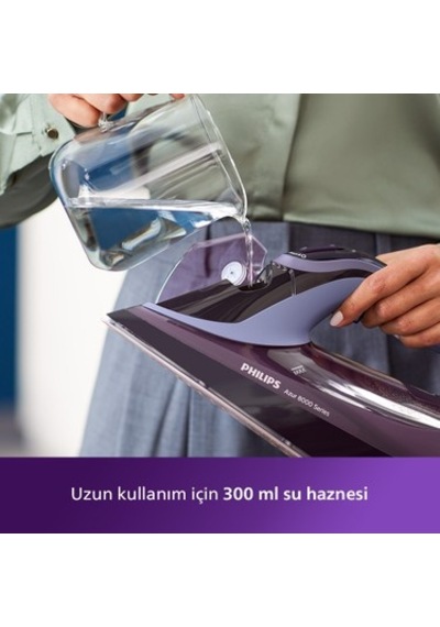 Philips 8000 Serisi Azur Buharlı Ütü, 3000w, Steamglide Elite Taban, Otomatik Kapanma, 240 G Şok