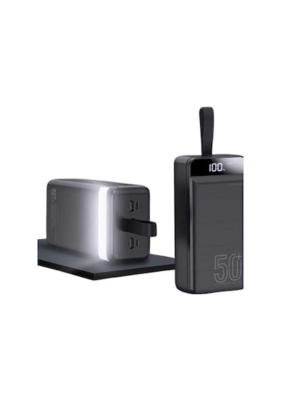 Powerbank Çoklu Şarj Girişi 50.000 Mah Taşınabilir Dijital Göstergeli Kopya Çok Renkli