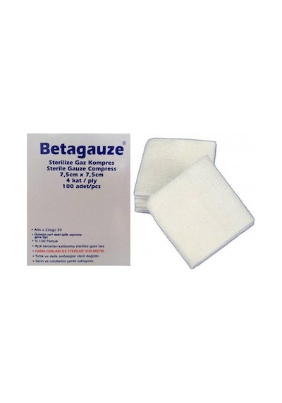 Betagauze 25 li Steril Gazlı Bez Kompres 7,5x7,5cm Spanç 100 Adet