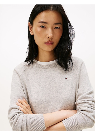 Tommy Hilfiger Wool Cash C-nk Ls Sweater Kadın Gri Kazak - Ww0ww47470 Gri