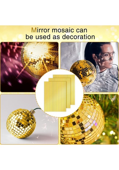 2 Li Kendinden Yapışkanlı Gold Ayna Mozaik Disco Sticker Duvar Çerçeve Eşya Dekoratif Kaplama 30x30 Altın