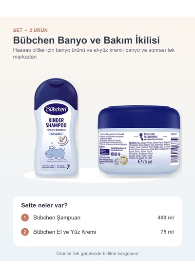 Bübchen Banyo Ve Bakım İkilisi 2 Parça: Şampuan + El Ve Yüz Kremi