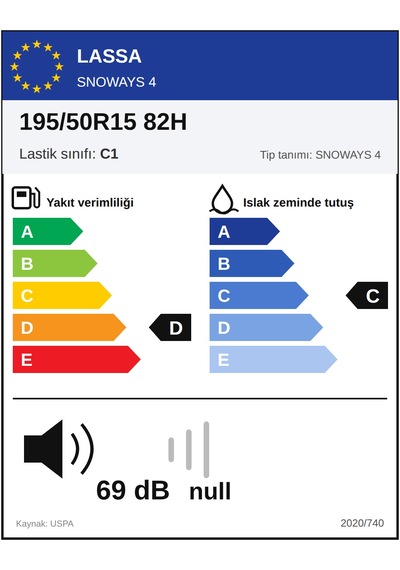 Lassa  195/50 R15 82H Snoways 4 Kış Lastiği 2026