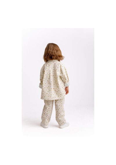 Oliven The Kid Çiçek Gabardin Kız Çocuk Pantolon Ekru