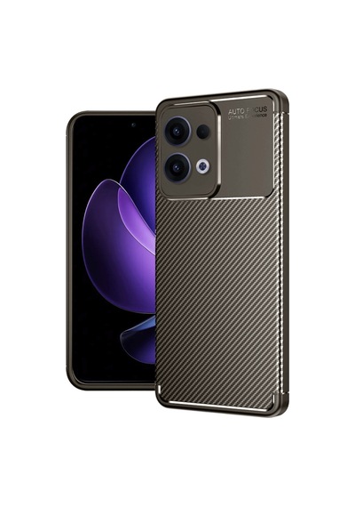Newface Oppo Reno 13 Pro Kılıf Auto Focus Karbon Kapak - Kahverengi Kahverengi