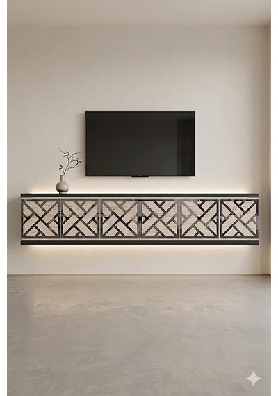 Tda1238ats Arex Duvara Montaj Tv Sehpası Antrasit-traverten-silver 120cm Tda1238ats Arex Duvara Montaj Tv Sehpası Antrasit-traverten-silver 120cm