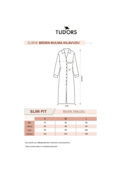 Tudors Kadın Slim Fit V Yaka Balon Manşet Elbise-33644 Multi