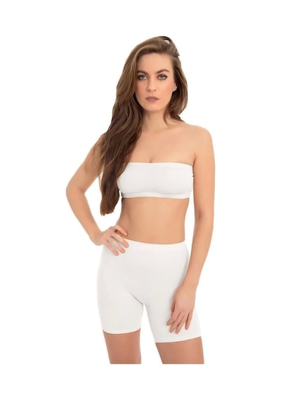 Cottonhill Premium - Kadın Ultra-rahat Seamless Yüksek Bel Uzun Paça Boxer-beyaz Beyaz