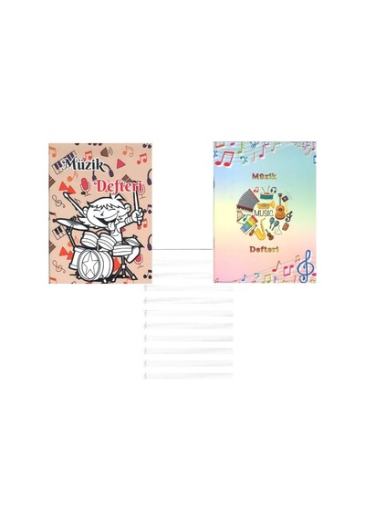 Müzik Defteri Büyük Boy A4 40 Yaprak Karton Kapak Sol Anahtarlı Kareli Müzik Defteri 1 Adet Ten