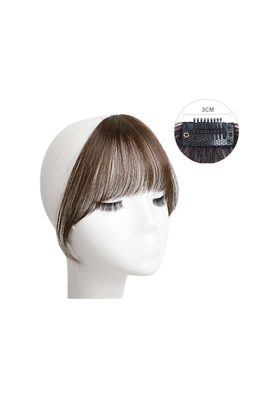 Sahte Patlama Tapınaklarla Saç Uzatma - Doğal Günlük Görünüm İçin Wispy Fringe Clip -on Light Brown