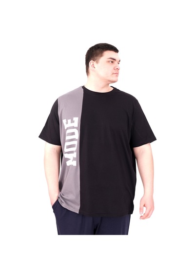 Mode Xl Büyük Beden Erkek T-shirt Parçalı U25501 Siyah Siyah