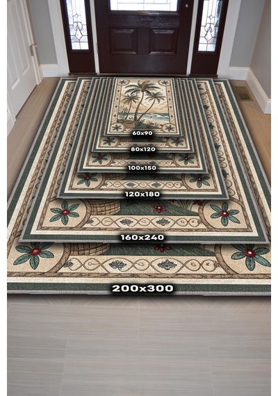 Homshtag Art Deco Teraryum Desenli Halı Bitki Temalı Yeşil Teraryum Desenli Dijital Baskı Halı Çok Renkli
