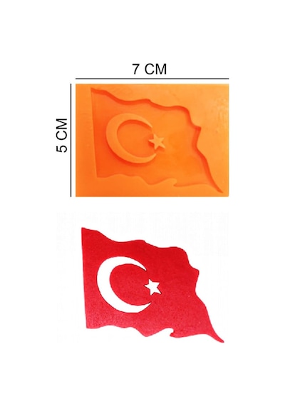 Türk Bayrağı Silikon Şeker Hamuru, Sabun, Mum Kalıp
