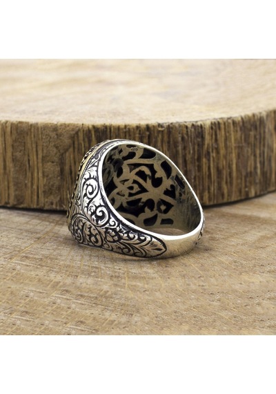 925 Ayar Gümüş Çift Başlı Kartal Desenli Erkek Yüzük