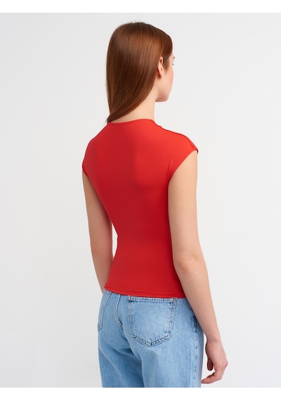 Dilvin 30856 Poliamid T-shirt-k.kırmızı K.kırmızı
