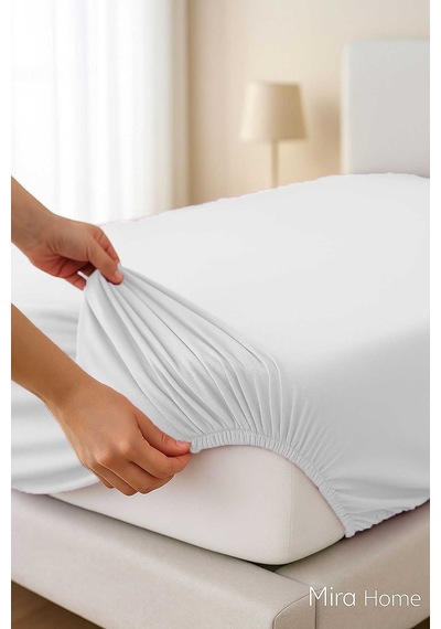 Tek Kişilik Düz Penye %100 Pamuklu Lastikli Çarşaf 100x200 Cm Newsheet Beyaz Renkli