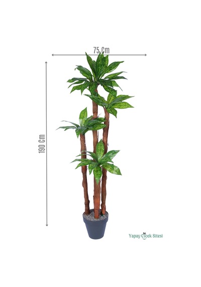 Yapay Çiçek Sitesi 4 Gövdeli Yapay Botanik Ağaç 190 Cm Model 1 Yeşil