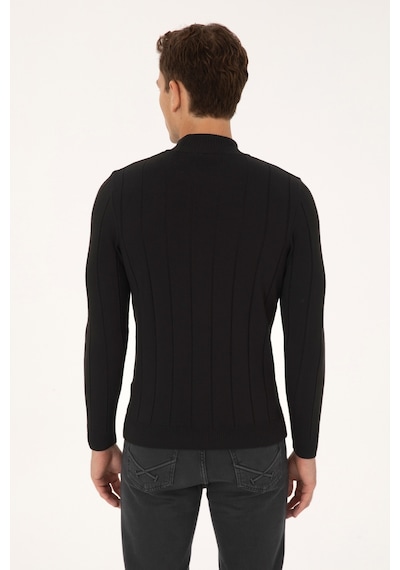 U.S. Polo Assn. Erkek Slim Fit Boğazlı Yaka Siyah Kazak 50315019-VR046