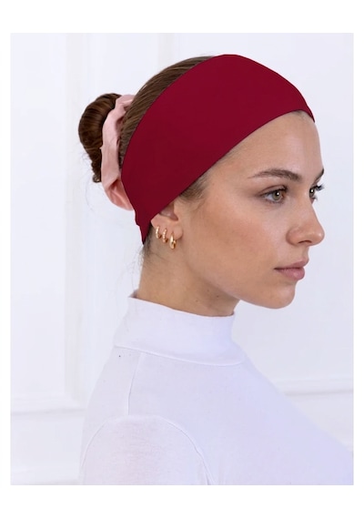 Alivascarf Kaymayan Silikonlu Bandana Bone Siyah - Kadın Tesettür Dikişsiz Kaymaz Geçme - Sportif Saç Bandı Bordo