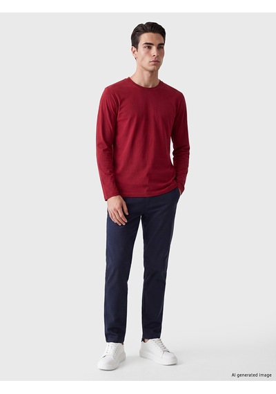 LC Waikiki Lc Waıkıkı Bordo Bisiklet Yaka Uzun Kollu Erkek Pijama Üst