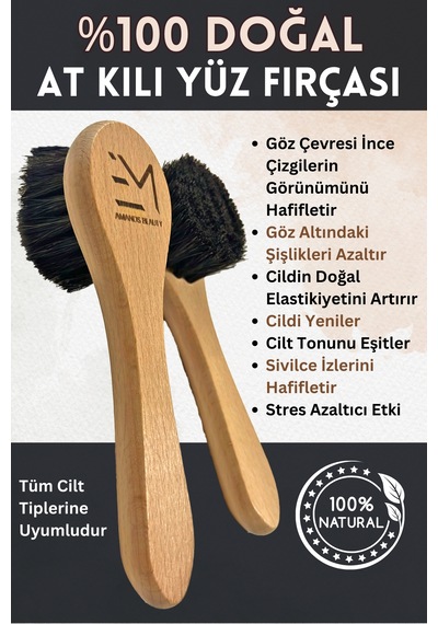 Em Amanos Beauty Doğal At Kılı Yüz Fırçası