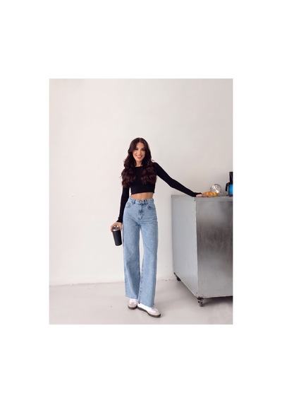 Kene Jeans Buz Kar Paça Kesik Ön Arka Taşlı Bol Paça Kot/denim Pantolon Buz Kar