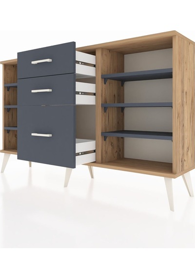 Arges Konsol 6 Raflı 3 Çekmeceli 132x30x83 Çam-antrasit/antrasit Antrasit/antrasit Arges Konsol 6 Raflı 3 Çekmeceli 132x30x83 Çam-antrasit/antrasit Antrasit/antrasit