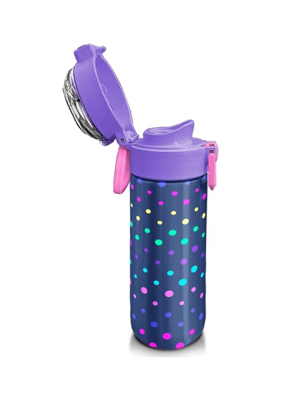 Coral High Kids Lacivert Puantiyeli Desenli Pipetli Ve Direkt İçim Çelik Termos 500 Ml 31872 Lacivert