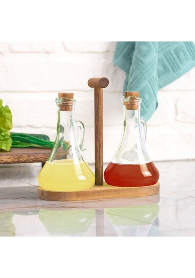 Mienn 2'li Yağdanlık Seti - Şeffaf / Kahverengi - 300 Ml Renkli