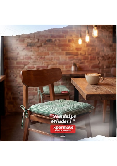 Pötikareli Sandalye Minderi 40x40 Pofidik Piknik Minderi Yeşil