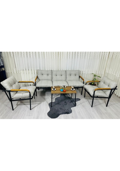 Madame Home Begonvil Balkon, Bahçe - Metal Kanepe Koltuk Takımı 3+1+1 + Sehpa Açık Gri Madame Home Begonvil Balkon, Bahçe - Metal Kanepe Koltuk Takımı 3+1+1 + Sehpa Açık Gri