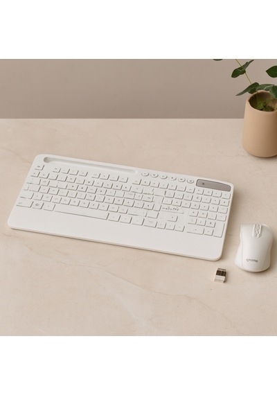 Kablosuz Klavye Mouse Seti - Tablet/telefon Standlı - Beyaz - Q Klavye Diğer