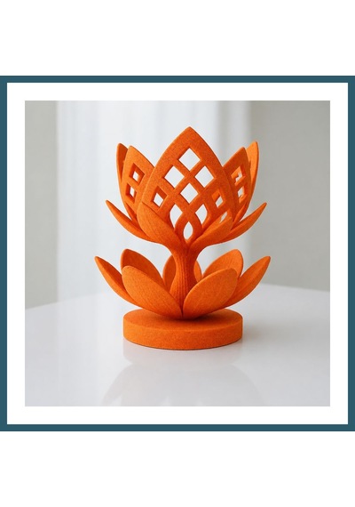 Bezos 3d Baskı Lotus Çiçeği Mumluk - Dekoratif Tealight Mumluk-turuncu Ob