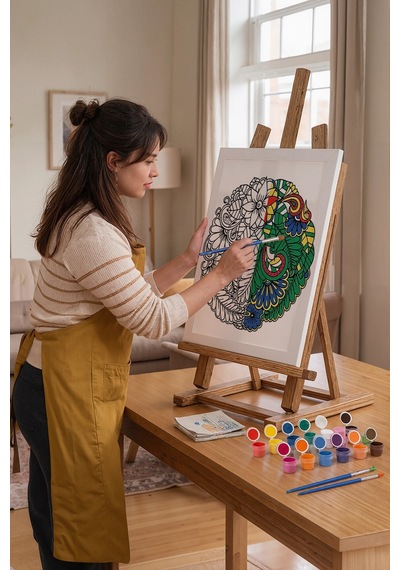 Çiçek Desenli Mandala Tuval Boyama Seti 40x50 Cm
