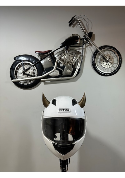Motor & Motosiklet 3d Baskı Gold Şeytan Boynuzlu Saç Örgülü Kask Dış Aksesuar Diğer