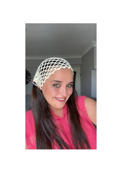 El Örgüsü Boncuklu Saç Filesi - Renkli Boho Tarz Bandana Bej