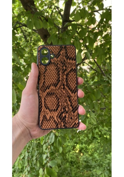 Samsung Uyumlu Galaxy A07 Yılan Desenli Kabartma Dokulu Kılıf Kiremit