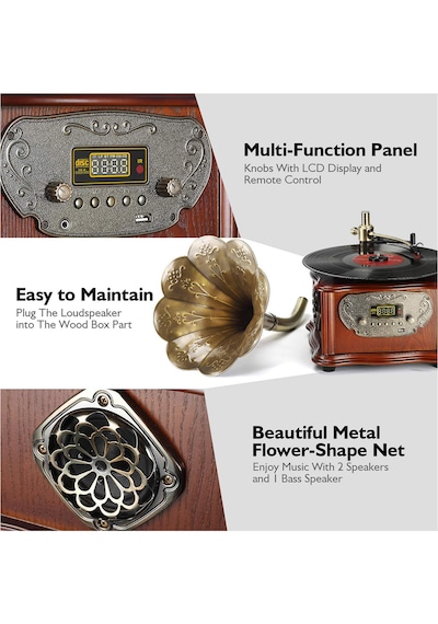 Record Master RMJ-209C Radyo Bluetooth USB Gramofon Pikap