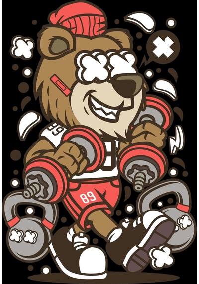 Sporcu Ayı Sticker 10x10 Cmrenkli Sticker
